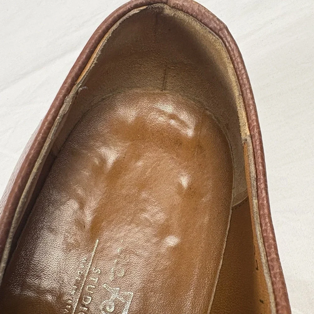 VTG Salvatore Ferragamo Studio Brown Pebble Grain Derby Shoes 10.5 2E Italy EUC
